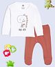 The Mom Store Cotton Knit Full Sleeves Dinosaur Printed Tee & Pajama Set - Multi Colour
