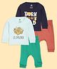 The Mom Store Cotton Knit Pack Of 2 Full Sleeves Animals & Typography Printed Night Suit Set - Multi Colour