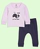 The Mom Store Cotton Full Sleeves Dream Big Text Printed Night Suit Set - Multi Colour