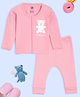 The Mom Store Cotton Knit Full Sleeves Teddy Bear Printed Shirt & Pajama Set - Multi Colour
