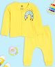 The Mom Store Cotton Knit Full Sleeves Hearts Printed Shirt & Pajama Set - Multi Colour