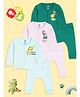 The Mom Store Cotton Knit Pack Of 3 Full Sleeves Animals Printed Shirts & Pajamas Set - Multi Colour
