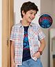 Pine Kids Cotton Woven Half Sleeves Checkered Shirt With T-Shirt - Multicolour