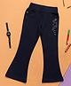 PURPLE UNITED KIDS Stars Embellished Bell Bottom Trousers - Navy Blue