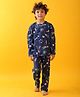 Anthrilo 100% Organic Cotton Knit Full Sleeves Space Theme Printed Coordinating Tee Pajama Set - Blue