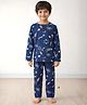 Anthrilo 100% Organic Cotton Knit Full Sleeves Space Theme Printed Coordinating Tee Pajama Set - Blue