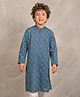 Anthrilo 100% Organic Cotton Full Sleeves Floral Printed Kurta - Blue