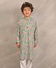 Anthrilo 100% Organic Cotton Full Sleeves Floral Printed Kurta - Green