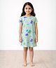Anthrilo 100% Organic Cotton Knit Half Sleeves Butterflies Printed Nighty - Green