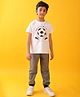 Anthrilo Cotton Blend Half Sleeves Football Printed Tee & Joggers Set - White & Grey Melange