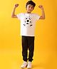Anthrilo Cotton Blend Half Sleeves Football Printed Tee With Jogger - White & Black