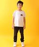 Anthrilo Cotton Blend Half Sleeves Basketball Printed Tee & Joggers Set - Light Grey & Black