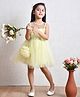 Bella Moda Net Sleeveless Flower Applique Detailed Dress With Sling Bag Set - Yellow