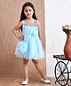Bella Moda Net Sleeveless Flower Applique Detailed Dress With Sling Bag Set - Blue