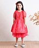 Bella Moda Net Half Puffed Sleeves Sequins Embellished Dress - Pink