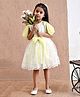 Bella Moda Net Half Sleeves Sequins Embellished & Bow Applique Detailed Dress - Yellow