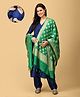 The Mom Store Silk Three Fourth Sleeves Solid Maternity Kurta With Nursing Access & Salwar With Foil Printed Dupatta Set - Blue