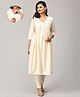 The Mom Store Silk Three Fourth Sleeves Solid Maternity Kurta With Nursing Access & Salwar Set - Off White