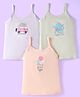 Revvo Junior Cotton Knit Sleeveless Slips With Car & Octopus Print Pack of 3 - Light Green Off White & Peach