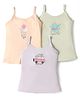 Revvo Junior Cotton Knit Sleeveless Slips With Car & Octopus Print Pack of 3 - Light Green Off White & Peach