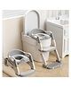 R for Rabbit Hilltop Step Stool Potty Trainer Seat Ladder Step Up Training Stool Non-Slip Steps Ladder Adjustable Foldable for Kids Baby 1 to 7 Years (Grey White)