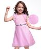 Hola Bonita Knit Sleeveless Glitter Mesh Fabric Solid Dress - Pink