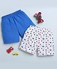 Bumzee Cotton Knit Above Knee Length Shorts with Fish Print Pack of 2 - Royal Blue & White