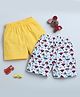 Bumzee Cotton Knit Above Knee Length Shorts with Nautical Theme Print Pack of 2 - Yellow & White