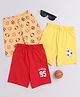 BUMZEE Cotton Woven Above Knee Length Shorts with Sports Print Pack of 3 - Red Yellow & Peach
