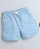 BUMZEE Cotton Woven Above Knee Length Shorts Floral Print - Light Blue