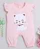 BUMZEE Cotton Woven Frill Sleeves Romper with Cat Print - Pink