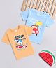 BUMZEE Cotton Woven Half Sleeves T-Shirts with Vehicle & Surver Text Print Pack Of 2   - Sky Blue & Orange