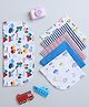 BUMZEE Multipurpose Cotton Napkin With Truck Print Multicolour Pack Of 6 - L 24.5 x B 24.5 cm