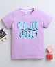 BUMZEE Cotton Woven Half Sleeves Checks T-Shirt with Chill Out Text Print - Lilac