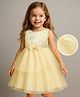 Babyhug Woven Sleeveless Party Dress with Floral & Bow Applique - Yellow
