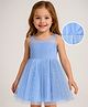 Babyhug Woven Sleeveless Mesh Dress with Foil Print - Light Blue
