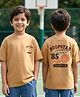 Kookie Kids 220GSM Single Jersey Drop Shoulder Half Sleeves Oversized T-Shirt with Front & Back Basketball Print - Tan