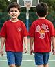 Kookie Kids 220GSM Single Jersey Half Sleeves Oversized Drop Shoulder T-Shirt With Hoop Shooter Text Print in Front & Back - Red
