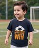 Kookie Kids 220GSM Single Jersey  Drop Shoulder Half Sleeves Oversized T-Shirt with Text Print - Navy Blue