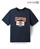 Kookie Kids 220GSM Single Jersey Drop Shoulder Half Sleeves Oversized T-Shirt with Text Print - Navy Blue