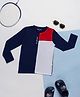 PURPLE UNITED KIDS Single Jersey Full Sleeves Cut & Sew Tee - Navy Blue & White