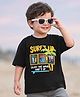 Kookie Kids 220GSM Single Jersey Drop Shoulder Half Sleeves Oversized T-Shirt With Puff Print - Black