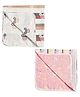MumsLap Premium Organic Muslin Cotton 6 Layer Gauze Swaddle Wrap / Blanket - Pink & Offwhite