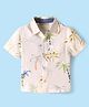 CrayonFlakes Rayon Half Sleeves Palm Trees Printed Shirt - Off White
