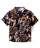 CrayonFlakes Rayon Half Sleeves Leaves Printed Shirt - Navy Blue