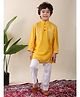 Kinder Kids Cotton Full Sleeves Floral Foil Printed Kurta Pyjama Set - Yellow