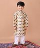 Kinder Kids Cotton Blend Full Sleeves Abstract Printed Kurta Pyjama Set - Multi Colour