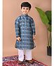 Kinder Kids Cotton Blend Full Sleeves Bandhani Printed Kurta Pyjama Set - Blue