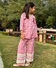 Peekaaboo Kids Pure Cotton Three Fourth Sleeves Abstract Printed & Coordinating Pant Set - Pink