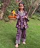 Peekaaboo Kids Cambric Three Fourth Sleeves Ethnic Motif Printed Kurta & Pant Set - Purple